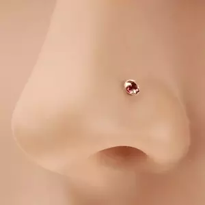 Orrpiercing 14K sárga aranyból, egyenes szárú - kerek cirkónia lila színben, 1, 5 mm kép