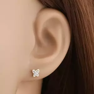 Fülbevaló sárga 14K aranyból - lepke Swarovski kristályokkal kirakva kép