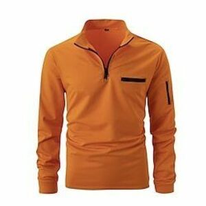 Férfi POLO trikó Pullover Sport Hétköznapi viselet Negyed irányítószám Hosszú ujj Divat Kényelmes Sima Zseb Becipzároz Tavasz Ősz Normál Fekete Fehér Narancssárga Sötétkék POLO trikó Lightinthebox kép