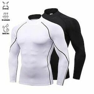 Arsuxeo Férfi Testhetzálló póló Majica za trčanje Stripe-optimalizálás Fényvisszaverő csík Hosszú ujj Alapréteg Sport Ősz Poliészter Spandex Légáteresztő Nedvességelvezető Mekano Futás Aktív képzés Lightinthebox kép