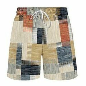 Férfi Deszkás short Úszónadrágok Zsinór hálós béléssel Rugalmas derék Színes Rács / kockás Mértani formák Gyors szárítás Rövid Szabadság Tengerpart Hawaii Alkalmi Khakizöld Mikroelasztikus Lightinthebox kép