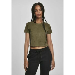 Urban Classics Ladies Cropped Peached Rib Tee olive kép