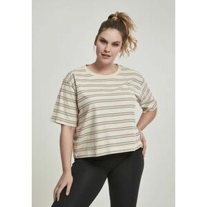 Urban Classics Ladies Short Multicolor Stripe Tee sand/black/white/firered kép