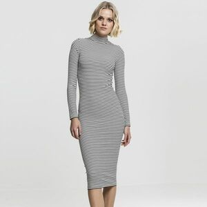 Urban Classics Ladies Striped Turtleneck Dress black/white kép