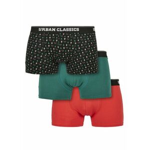 Urban Classics Organic X-Mas Boxer Shorts 3-Pack nicolaus aop+treegreen+popred kép