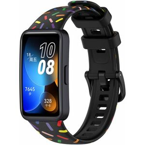 4wrist 4wrist Színes mintázatú szilikon szíj Huawei Watch Band 8-hoz - Black kép