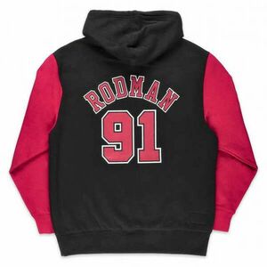 Mitchell & ness chicago bulls dennis rodman mens name & number pullover hoody pulóver férfi fekete/piros l kép