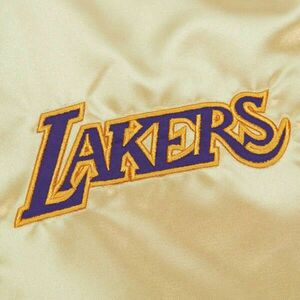 Mitchell & ness nba team og 2.0 lightweight satin jacket vintage logo los angeles lakers kabát férfi arany 3xl kép