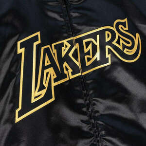 Mitchell & ness nba los angeles lakers big face 4.0 satin jacket kabát férfi fekete 4xl kép