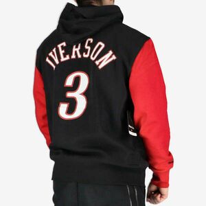 Mitchell & ness philadelphia 76ers allen iverson mens name & number pullover hoo pulóver férfi fekete/piros l kép