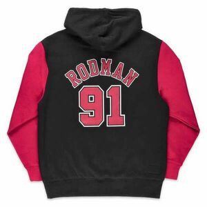 Mitchell & ness chicago bulls dennis rodman mens name & number pullover hoody pulóver férfi fekete/piros xxl kép