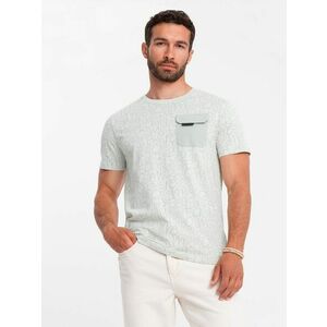 Ombre Clothing Zöld mintás póló zsebbel V4 TSFP-0188 kép