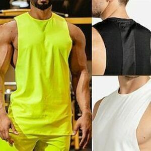 Férfi Edzés Tank Top Futófelső Atléta Ujjatlan Mellény Hétköznapi Sportruházat Légáteresztő Gyors szárítás Mekano Edzőterem edzés Futás Gyaloglás sportruházat Sportruházat Egyszínű Fekete Fehér Sárga Lightinthebox kép