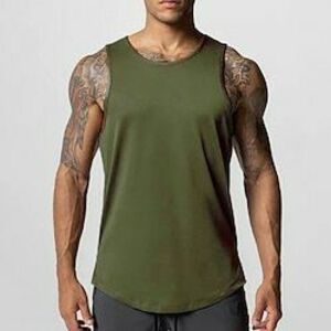 Férfi Edzés Tank Top Futófelső Atléta Ujjatlan Mellény Hétköznapi Sportruházat Légáteresztő Gyors szárítás Mekano Edzőterem edzés Futás Gyaloglás sportruházat Sportruházat Egyszínű Stétszürke Fekete Lightinthebox kép