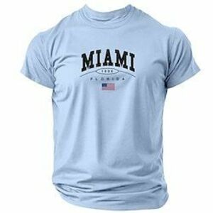 Feliratos Miami Fekete Bor Sötétkék Póló Férfi Grafikus 100% pamut Ing Sportok Klasszikus Ing Rövid ujjú Kényelmes póló Nyár Tavasz Divattervező ruházat S M L XL XXL Lightinthebox kép