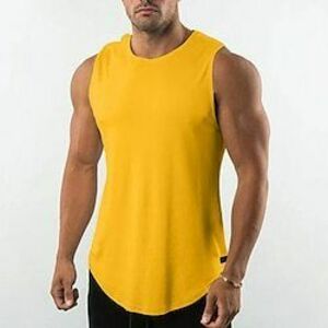 Férfi Edzés Tank Top Futófelső Atléta Ujjatlan Mellény Hétköznapi Sportruházat Pamut Légáteresztő Gyors szárítás Mekano Edzőterem edzés Futás Gyaloglás sportruházat Sportruházat Egyszínű Stétszürke Lightinthebox kép