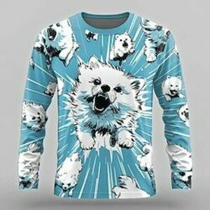 Kutya Vicces Dizájn Retró Férfi 3D nyomtatás Póló Utca Hétköznapi Napi póló Medence Hosszú ujj Terített nyak Ing Nyár Tavasz Ősz Ruházat S M L XL XXL XXXL Lightinthebox kép