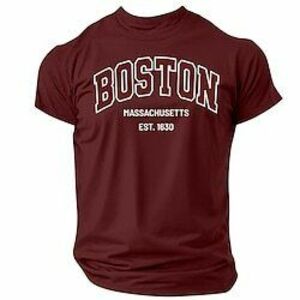 Feliratos Boston Fekete Bor Sötétkék Póló Férfi Grafikus 100% pamut Ing Sportok Klasszikus Ing Rövid ujjú Kényelmes póló Nyár Tavasz Divattervező ruházat S M L XL XXL Lightinthebox kép