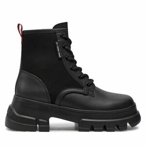 Bakancs Tommy Jeans Tjw Chunky Lace Up Boot Mix Mat EN0EN02554 Fekete kép