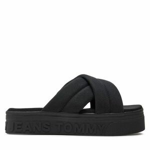 Papucs Tommy Jeans Tjw Lettering Flatform Sandal EN0EN02465 Fekete kép