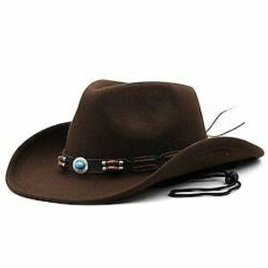 Férfi Szalmakalap Cowboy kalap Fedora Trilby kalap Fekete Bor Gyapjú Régies stílus Divat 18. század Texas állam Napi Témakör Egyszínű / Sima szín Fényvédő Szerepjáték Lightinthebox kép