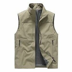 Férfi Puffer Vest Prsluk Steppelt mellény Horgászmellény Sport Szabadtéri Sport Tavasz, Ősz, Tél, Nyár POLY Sport Egyszínű / Sima szín Cipzár Anna királynő Dri-Fit Fekete Elefántcsontszín Sötét Lightinthebox kép