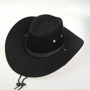 Férfi Szalmakalap Cowboy kalap Fedora Trilby kalap Fekete Rubin Poliészter Régies stílus Divat 18. század Texas állam Napi Témakör Egyszínű / Sima szín Fényvédő Szerepjáték Lightinthebox kép