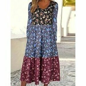 Női Extra méret Ív hétköznapi ruha Grafika Hosszú ruha Maxi ruha Hosszú ujj Terített nyak Divat Vakáció Világoszöld Medence Ősz XL 2XL 3XL 4 XL 5 XL Lightinthebox kép