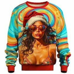 Menő Férfi Szabadság 3D nyomtatás Pulóver Parti Karácsony Szabadság Újév Karácsony Pulóverek Lóhere Terített nyak Crewneck 3D nyomtatás 3D Tél Tavasz Ősz Tervező Kapucnis pulóver Lightinthebox kép