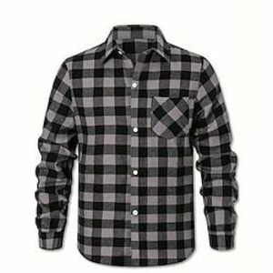 Férfi Ing Flannel ing Overshirt Fekete Fehér Sárga Rubin Hosszú ujj Kockás Tél Tavasz Ősz Szabadtéri Utca Ruházat Lightinthebox kép