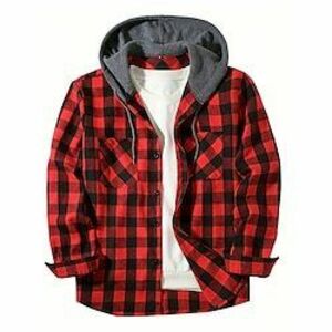 Férfi Ing Flannel ing Overshirt Rubin Királykék Bíbor Narancssárga Hosszú ujj Kockás Kapucni Tél Tavasz Ősz Szabadtéri Utca Ruházat Lightinthebox kép