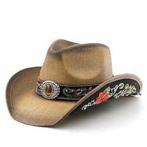 Férfi Szalmakalap Cowboy kalap Fedora Trilby kalap Fekete Fehér Poliészter Régies stílus Divat 18. század Texas állam Napi Témakör Boho / Paisley / Damaszk Fényvédő Szerepjáték Lightinthebox kép