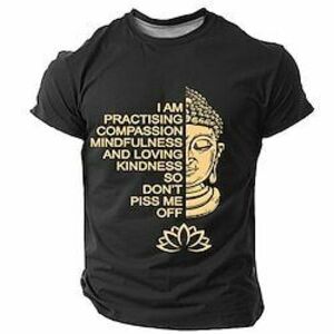 Buddha Hit Divat Sportruházat Férfi 3D nyomtatás Póló Utca Szabadtéri sport póló Fekete Sötétkék Rövid ujjú Terített nyak Ing Nyár Tavasz Ruházat S M L XL XXL XXXL Lightinthebox kép