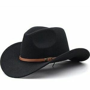 Férfi Szalmakalap Cowboy kalap Fedora Trilby kalap Fekete Rubin Gyapjú Régies stílus Divat 18. század Texas állam Napi Témakör Egyszínű / Sima szín Fényvédő Állítható méret Szerepjáték Lightinthebox kép