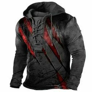 férfi unisex pulóver komfort színű pulóverek kapucnis pulóver pulóver distressed hoodie fekete Lightinthebox kép