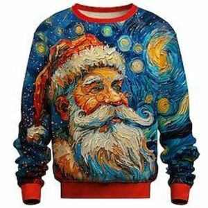 Mikulás Férfi Szabadság 3D nyomtatás Pulóver Parti Karácsony Szabadság Újév Karácsony Pulóverek Medence Terített nyak Crewneck 3D nyomtatás 3D Tél Tavasz Ősz Tervező Kapucnis pulóver Lightinthebox kép