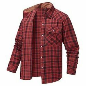 Férfi Ing Flannel ing Overshirt Rubin Sötét tengerészkék Lóhere Khakizöld Hosszú ujj Kockás Gallér Tél Tavasz Ősz Szabadtéri Utca Ruházat Lightinthebox kép