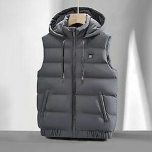 Férfi Puffer dzseki Puffer Vest Prsluk Gilet Steppelt mellény Napi Randi Vakáció Divat Alkalmi Ősz tél Zseb Poliészter Melegen tartani Kényelmes Sima Cipzár Kapucni Normál Fekete Medence Szürke Lightinthebox kép