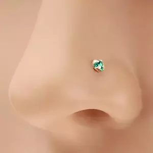 585 arany orr piercing, egyenes szárú - csillogó cirkónia akvamarin színben, 1, 5 mm kép