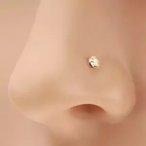 9K sárga arany orr piercing - kerek átlátszó briliánssal, 2 mm kép