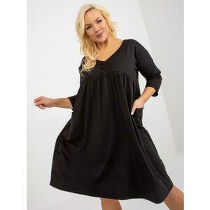 Női plus size basic melegítő ruha zsebbel fekete kép