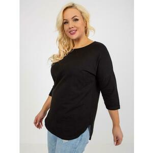 Női hosszabb plus size basic blúz 3/4 ujjal fekete fekete kép