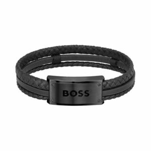 Hugo Boss Hugo Boss Stílusos fekete bőr karkötő 1580425 kép