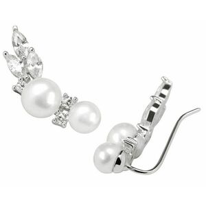 JwL Luxury Pearls JwL Luxury Pearls Hosszú ezüst fülbevaló igazgyöngyökkel és kristályokkal JL0300 kép