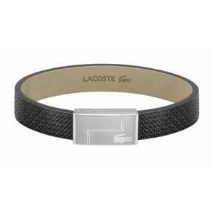 Lacoste Lacoste Fekete bőr karkötő Monogram Leather 2040185 17, 5 cm kép