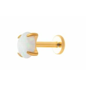 Troli Troli Aranyozott labret piercing fehér szintetikus opállal 0, 3 cm kép