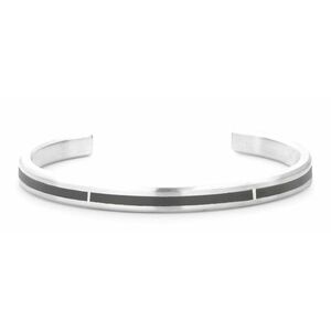 Rebel&Rose Rebel&Rose Nyitott tömör acél karkötő Bangle Brushed Black RR-MB001-S 19 cm kép