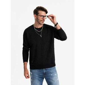 Ombre Clothing Fekete pulóver betús struktúr mintával V1 SSNZ-0164 kép