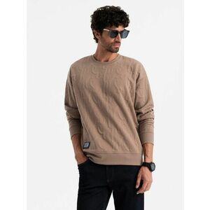 Ombre Clothing Vonzó barna pulóver betús struktúr mintával V3 SSNZ-0164 kép