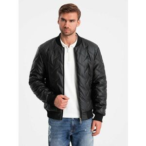 Ombre Clothing Fekete bomber dzseki mintás steppeléssel V1 JALP-0196 kép